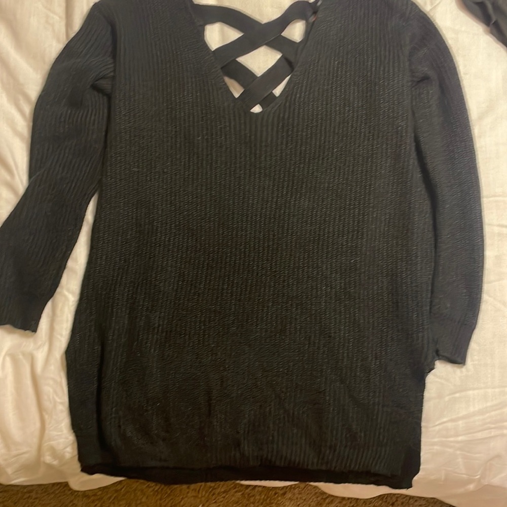 Black criss cross back sweater